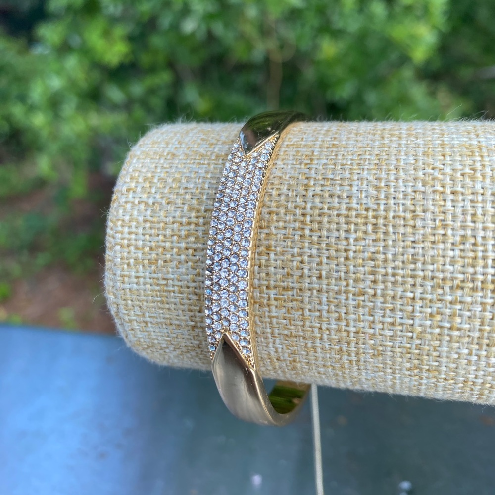 Gold Cuff Bracelet with Microcrystals - Adjustable - Picture 2 of 3